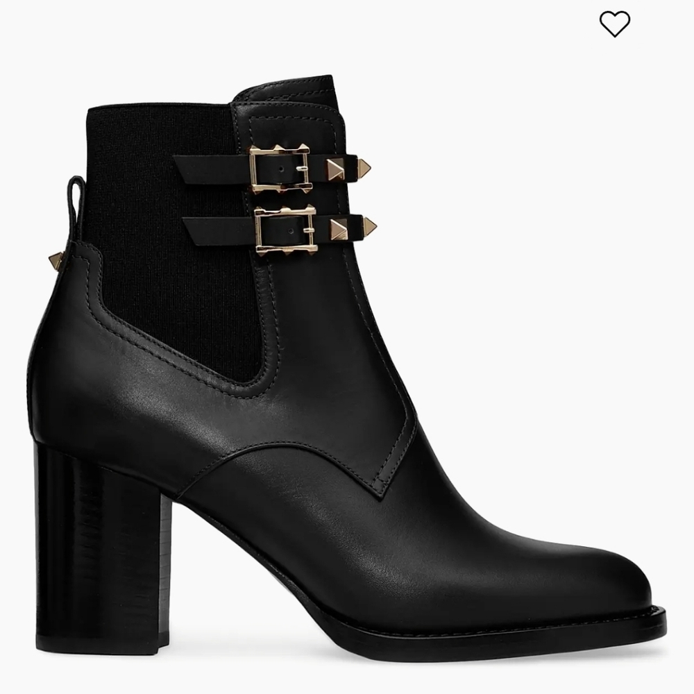 Valentino Black Ankle Boots with Gold Studs - Picture 9 of 9